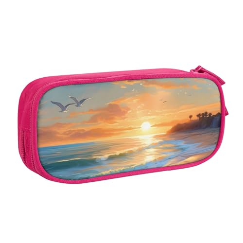 Federmäppchen für Jungen und Mädchen, Motiv: Hawaii Meer und Strand, großes Federmäppchen für Schreibtisch, Schreibwaren, Organizer, Federmäppchen für Schule, Büro, Make-up-Tasche mit Reißverschluss von Generisch