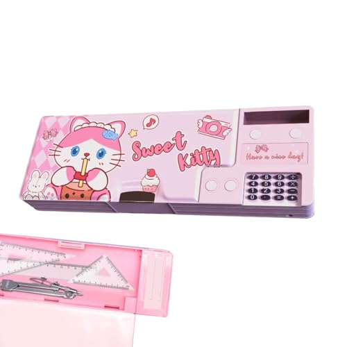 Federmäppchen für Mädchen, ästhetisches Federmäppchen, mit Fächern, tragbare multifunktionale Make-up-Tasche, Schreibwaren-Organizer für die Schule, einziehbare Teleskop-Tasche, Schreibwaren-Organizer von Generisch
