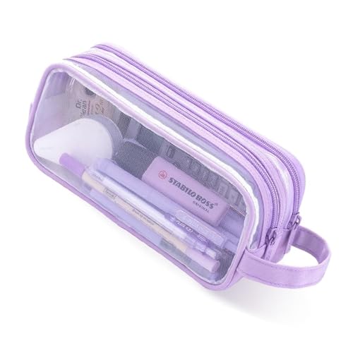 Federmäppchen mit 2 Fächern, durchsichtig, Netzstoff, Stifteetui, Make-up, Kosmetiktasche, Marker, Organizer, Büro, Business, Reisen, Erwachsene Federmäppchen mit 2 Fächern, durchsichtig, Netzstoff, Stifteetui, Make-up, Kosmetiktasche, Marker, Organizer, Büro, Business, Reisen, Erwachsene von Generisch