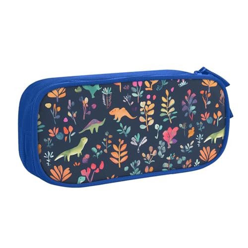 Federmäppchen mit Dinosaurier-Blumenmotiv für Jungen und Mädchen, Waldblätter, großes Stifteetui, Schreibtisch-Organizer, Federmäppchen für Schule, Büro, Make-up-Tasche mit Reißverschluss, rose von Generisch