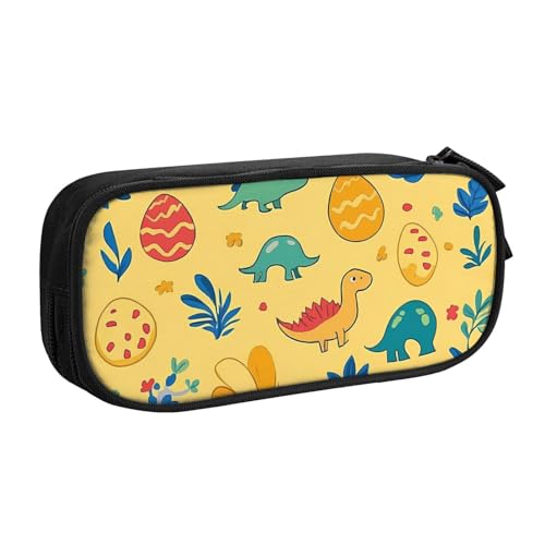 Federmäppchen mit Dinosaurier-Ei-Motiv für Jungen und Mädchen, niedliches Dino, große Stifttasche, Schreibtisch-Organizer, Federmäppchen für Schule, Büro, Make-up-Tasche mit Reißverschluss, Schwarz von Generisch