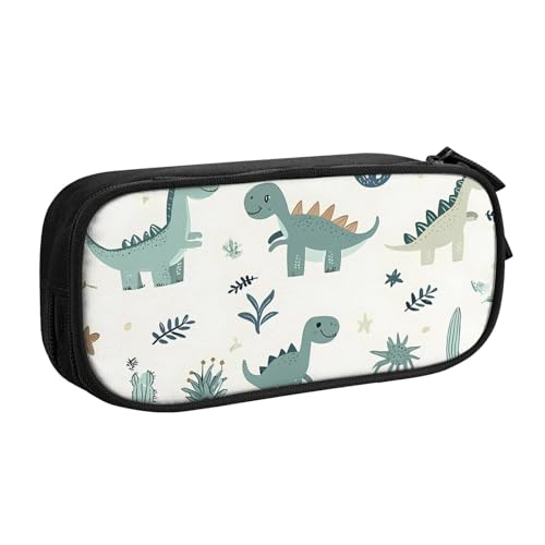 Federmäppchen mit Dinosaurier-Kaktusmotiv für Jungen und Mädchen, niedliches Tier, große Stifttasche, Schreibtisch-Organizer, Federmäppchen für Schule, Büro, Make-up-Tasche mit Reißverschluss, Schwarz von Generisch