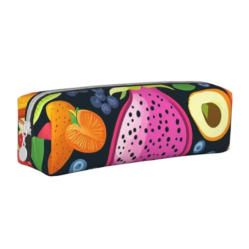 Federmäppchen mit Drachenfruchtsamen, tragbar, zylindrisch, mit Reißverschluss, Kosmetiktasche aus Leder, weiß, Einheitsgröße, Schulrucksack von Generisch