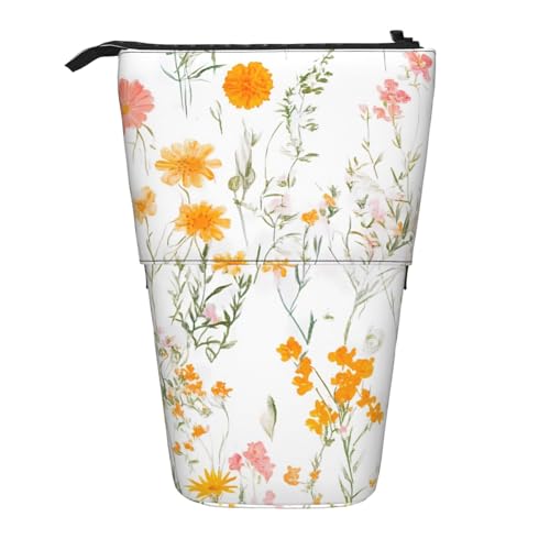 Federmäppchen mit Gänseblümchen-Schmetterlingen, Stehendes Federmäppchen, Blumen-Stifttasche, Teleskop-Federmäppchen, Pop-Up-Kosmetiktasche, Schreibwaren-Organizer für Schule, Büro, Reisen von Generisch
