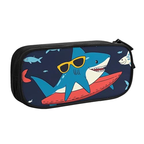 Federmäppchen mit Haifisch-Sonnenbrille, für Jungen und Mädchen, großes Federmäppchen für Schreibtisch, Schreibwaren, Organizer, Federmäppchen für Schule, Büro, Make-up-Tasche mit Reißverschluss von Generisch