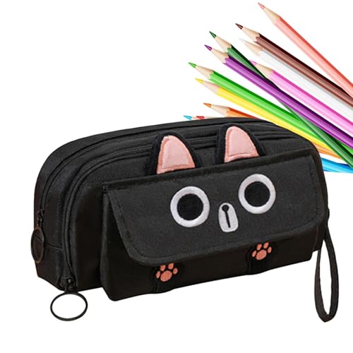 Federmäppchen mit Katzenmotiv – Cartoon-Federmäppchen für Mädchen – Federmäppchen mit Reißverschluss, Schreibtisch-Organizer, ästhetisches Federmäppchen, Schreibwaren-Box für Haftnotizen, Schwarz , Federmäppchen mit Katzenmotiv – Cartoon-Federmäppchen für Mädchen – Federmäppchen mit Reißverschluss, Schreibtisch-Organizer, ästhetisches Federmäppchen, Schreibwaren-Box für Haftnotizen, Schwarz , von Generisch