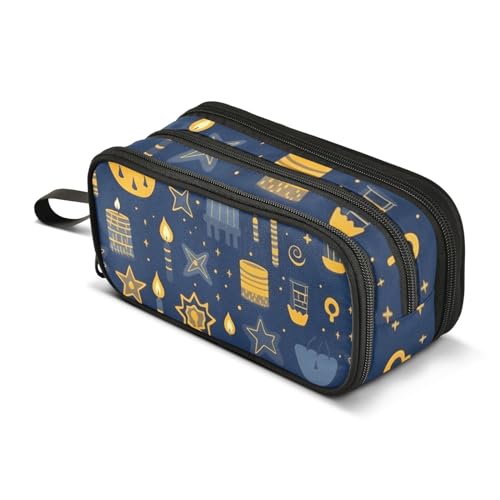 Federmäppchen mit Kerzen, Sterne, großes Fassungsvermögen, Stifttasche für Jungen und Mädchen, 3 Fächer, Federmäppchen, Studenten, Schreibwaren, Organizer, Marker-Etui für Schule, Büro, Arbeit, Kerze von Generisch