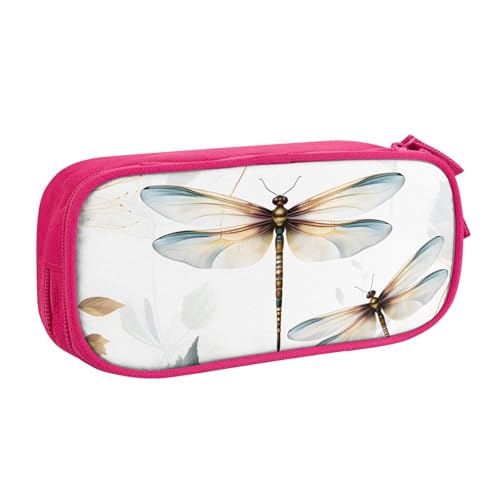 Federmäppchen mit Libellenblättern, für Jungen und Mädchen, Aquarellfarben, große Stifttasche, Schreibtisch-Organizer, Federmäppchen für Schule, Büro, Make-up-Tasche mit Reißverschluss, blau von Generisch