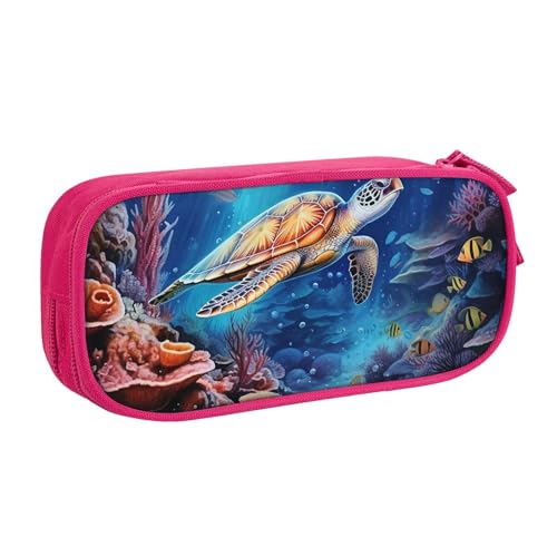 Federmäppchen mit Meeresschildkrötenfisch für Jungen und Mädchen, großes Federmäppchen für Schreibtisch, Schreibwaren, Organizer, Federmäppchen für Schule, Büro, Make-up-Tasche mit Reißverschluss von Generisch
