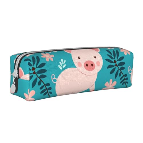 Federmäppchen mit Pflanzenmotiv, tragbar, zylindrisch, mit Reißverschluss, Kosmetiktasche aus Leder, weiß, Einheitsgröße, Schulrucksack von Generisch