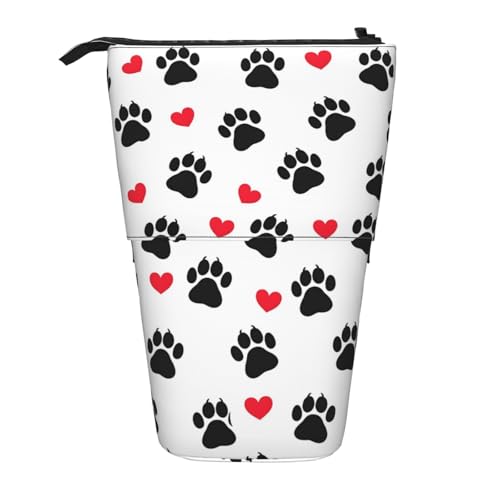 Federmäppchen mit Pfotenabdruckmotiv, stehend, niedlicher Fußabdruck, Stifteetui, Teleskop-Bleistifttasche, Pop-Up-Kosmetiktasche, Schreibwaren-Organizer für Schule, Büro, Reisen von Generisch