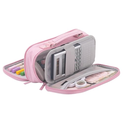 Federmäppchen mit Reißverschluss, Federmäppchen mit Reißverschluss - Mehrschichtige Make-up-Tasche aus Polyester mit Netztasche - Multifunktionale tragbare Federmäppchentasche, tragbare Schreibwarenta von Generisch