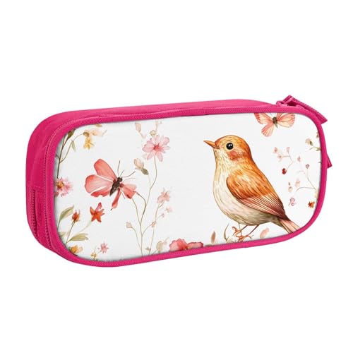 Federmäppchen mit Schmetterlingsmotiv für Jungen und Mädchen, Schmetterlings-Blumenmuster, große Stifttasche, Schreibtisch-Organizer, Federmäppchen für Schule, Büro, Make-up-Tasche mit Reißverschluss von Generisch