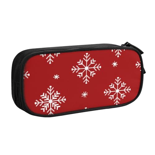 Federmäppchen mit Schneeflocken für Jungen und Mädchen, Weihnachten, große Stifttasche, Schreibtisch-Organizer, Federmäppchen für Schule, Büro, Make-up-Tasche mit Reißverschluss, Schwarz , 21x5x10.5cm von Generisch