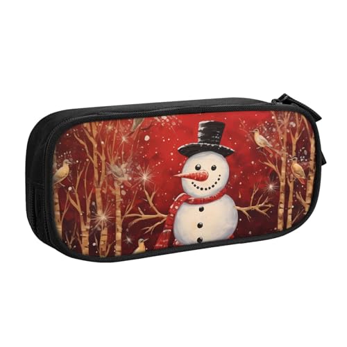 Federmäppchen mit Schneemann-Baum, für Jungen und Mädchen, Weihnachten, große Stifttasche, Schreibtisch-Organizer, Federmäppchen für Schule, Büro, Make-up-Tasche mit Reißverschluss, Schwarz von Generisch