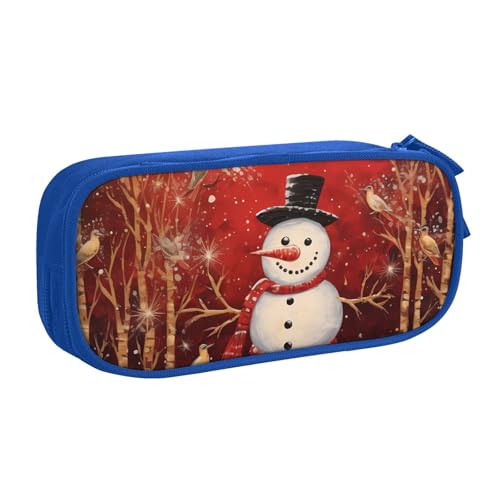 Federmäppchen mit Schneemann-Baum, für Jungen und Mädchen, Weihnachten, große Stifttasche, Schreibtisch-Organizer, Federmäppchen für Schule, Büro, Make-up-Tasche mit Reißverschluss, rose, 21x5x10.5cm von Generisch