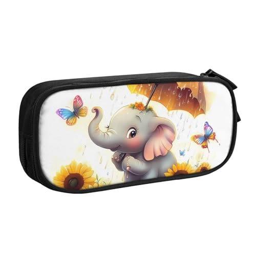 Federmäppchen mit Sonnenblumen-Elefant für Jungen und Mädchen, Schmetterlings-Regenschirm, große Stifttasche, Schreibtisch-Organizer, Federmäppchen für Schule, Büro, Make-up-Tasche mit Reißverschluss Federmäppchen mit Sonnenblumen-Elefant für Jungen und Mädchen, Schmetterlings-Regenschirm, große Stifttasche, Schreibtisch-Organizer, Federmäppchen für Schule, Büro, Make-up-Tasche mit Reißverschluss von Generisch