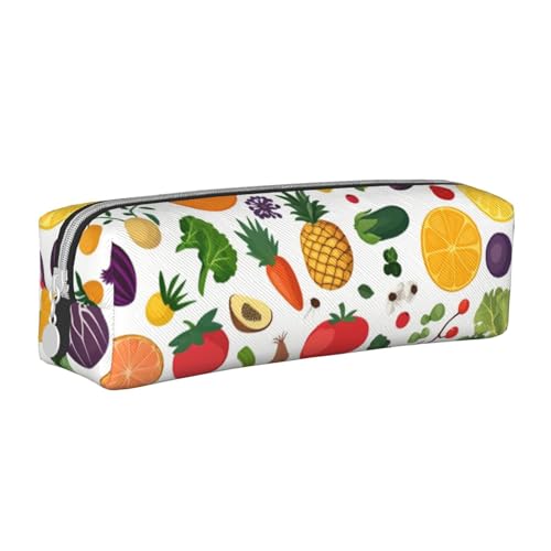 Federmäppchen mit Tomaten und Orangen, tragbar, zylindrisch, mit Reißverschluss, Kosmetiktasche, Leder, weiß, Einheitsgröße, Schulrucksack von Generisch