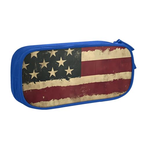 Federmäppchen mit USA-Flagge im Retro-Stil für Jungen und Mädchen, Vintage-Stil, amerikanische Flagge, große Stifttasche, Schreibtisch-Organizer, Federmäppchen für Schule, Büro, Make-up-Tasche mit Federmäppchen mit USA-Flagge im Retro-Stil für Jungen und Mädchen, Vintage-Stil, amerikanische Flagge, große Stifttasche, Schreibtisch-Organizer, Federmäppchen für Schule, Büro, Make-up-Tasche mit von Generisch