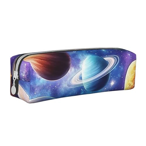 Federmäppchen mit Weltraumhintergrund, tragbar, zylindrisch, mit Reißverschluss, Kosmetiktasche aus Leder, weiß, Einheitsgröße, Schulrucksack Federmäppchen mit Weltraumhintergrund, tragbar, zylindrisch, mit Reißverschluss, Kosmetiktasche aus Leder, weiß, Einheitsgröße, Schulrucksack von Generisch