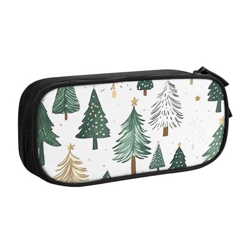 Federmäppchen mit Winterbaum-Design für Jungen und Mädchen, Weihnachten, großes Federmäppchen, Schreibtisch-Organizer, Federmäppchen für Schule, Büro, Make-up-Tasche mit Reißverschluss, Schwarz von Generisch
