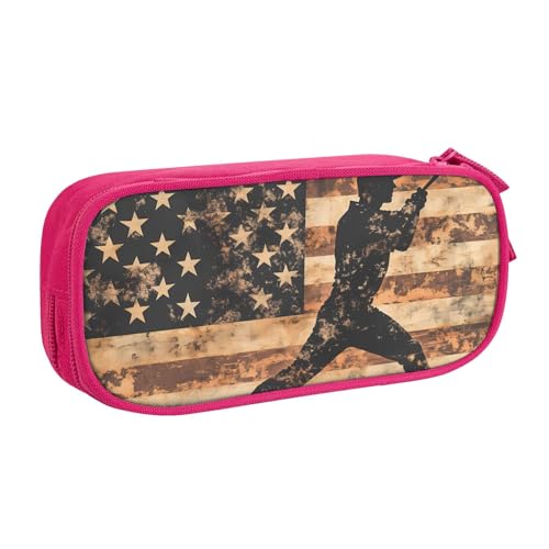 Federmäppchen mit amerikanischer Flagge, für Jungen, Mädchen, USA-Flagge, großes Federmäppchen, Schreibwaren, Organizer, Federmäppchen für Schule, Büro, Make-up-Tasche mit Reißverschluss, blau von Generisch