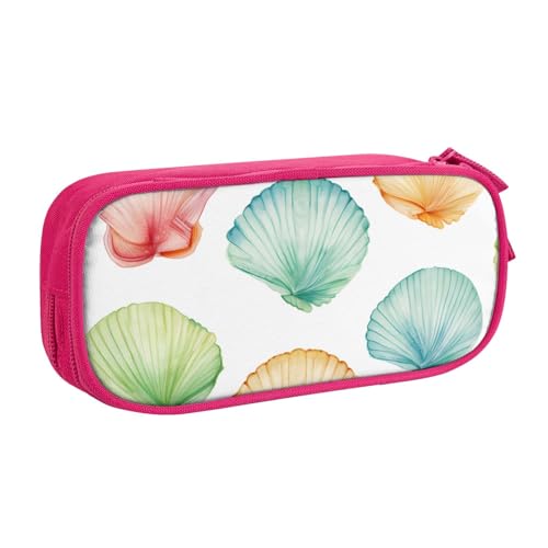 Federmäppchen mit buntem Muschel-Design für Jungen und Mädchen, Ozean, großes Federmäppchen, Schreibtisch-Organizer, Federmäppchen für Schule, Büro, Make-up-Tasche mit Reißverschluss, blau von Generisch