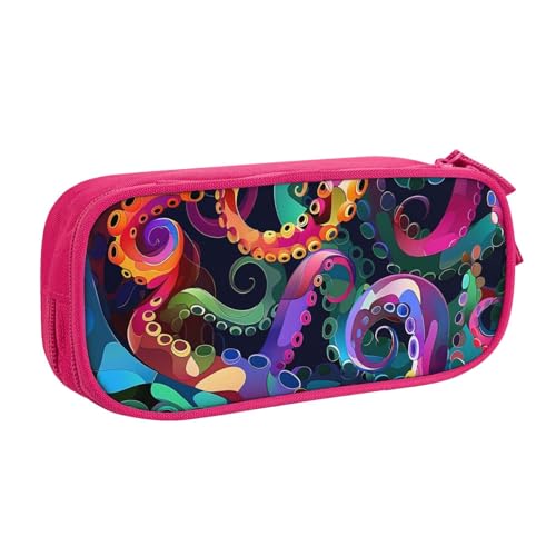 Federmäppchen mit buntem Oktopus-Tentakel für Jungen und Mädchen, großes Federmäppchen für Schreibtisch, Schreibwaren, Organizer, Stifteetui für Schule, Büro, Make-up-Tasche mit Reißverschluss, blau von Generisch