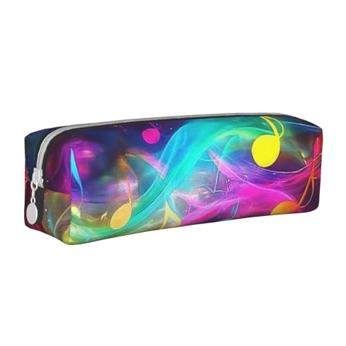 Federmäppchen mit bunten Wellen, tragbar, zylindrisch, mit Reißverschluss, Kosmetiktasche aus Leder, weiß, Einheitsgröße, Schulrucksack von Generisch