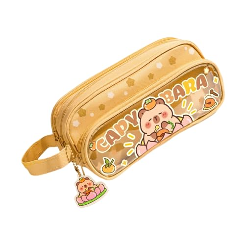 Federmäppchen mit großem Fassungsvermögen, transparent, Schreibwaren-Tasche mit Griff, mehrere Fächer, tragbare Tragetasche, Stift-Aufbewahrungsbox, ästhetisches Zubehör für Haftnotizen, Klassenzimmer von Generisch