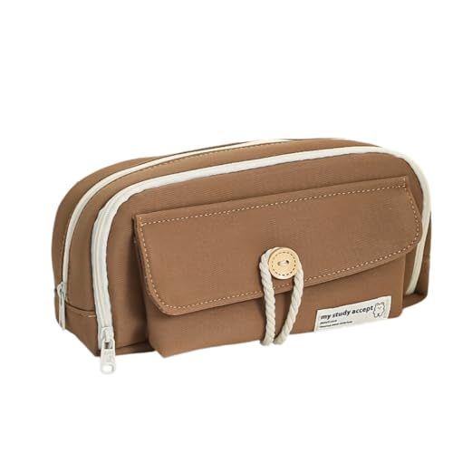 Federmäppchen mit großem Fassungsvermögen für Grund- und Mittelschüler, einfache Schreibwarentasche, braun, 21*11*7.5cm, modisch von Generisch