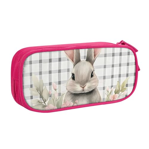 Federmäppchen mit niedlichem Hasen-Blumenmuster für Jungen und Mädchen, Kaninchen, Ostern, große Stifttasche, Schreibtisch-Organizer, Federmäppchen für Schule, Büro, Make-up-Tasche mit Reißverschluss von Generisch