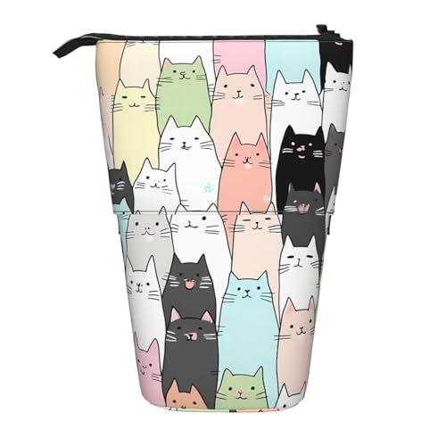 Federmäppchen mit niedlichem Katzen-Design, Cartoon-Kätzchen, Teleskop-Federmäppchen, Pop-Up-Kosmetiktasche, Schreibwaren-Organizer für Schule, Büro, Reisen von Generisch