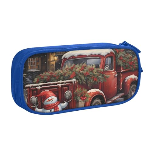 Federmäppchen mit rotem LKW, für Jungen und Mädchen, Weihnachten, Schneemann, große Stifttasche, Schreibtisch, Schreibwaren, Organizer, Federmäppchen für Schule, Büro, Make-up-Tasche mit von Generisch
