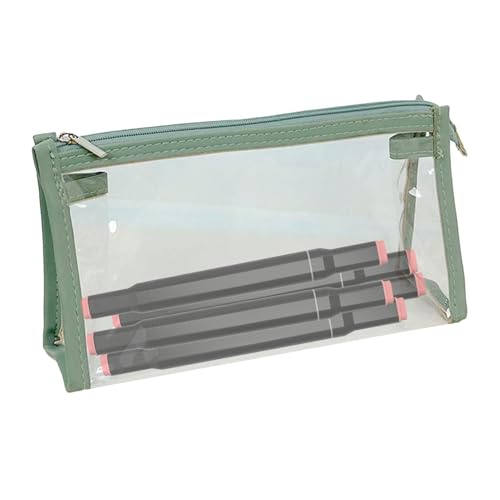 Federmäppchen – niedliche, transparente Tasche, Bleistift-Organisation, Schreibwaren-Organisation für Studenten, großer Bleistift-Organizer für Grund-, Mittel- und Oberschule, grün, Refer to von Generisch