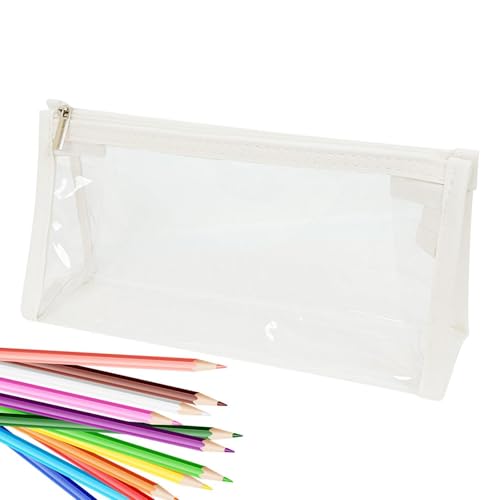 Federmäppchen – niedliche, transparente Tasche, Bleistift-Organisation, Schreibwaren-Organisation für Studenten, großer Bleistift-Organizer für Grund-, Mittel- und Oberschule, weiß, Refer to von Generisch
