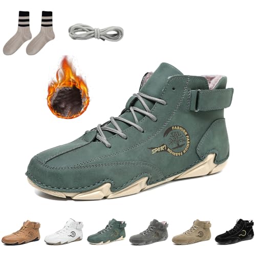 Feel Free Barfußschuhe Winter - Ergonomische Winterstiefel, Wasserdichte Rutschfeste Warm Gefüttert Winterschuhe (Grün plus Samt, Erwachsene, Damen, 40, Numerisch, EU Schuhgrößensystem, M) von Generisch