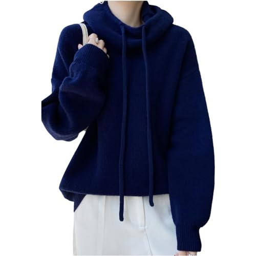 Feinstrickpullover Damen Kuscheliger Rollkragenpullover Tops Damenpullover Langarm Winter Stehkragen Pullover Pulli Damen Herbst Cashmere Strick Sweater Weich Warm 3XL Navy von Generisch
