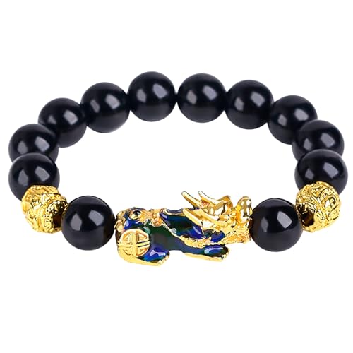 FengShui Armband für Reichtum und Glück, Feng Shui aus schwarzem Obsidian, Pixiu-Reichtumsarmband, Wohlstands-Buddha-Perlen,Temperaturveränderung Armband für Frauen und Männer (1) von Generisch