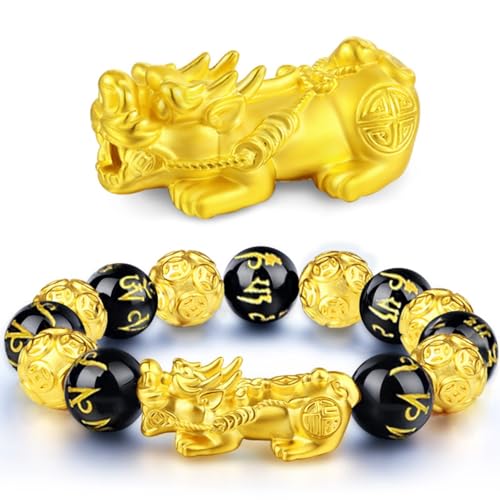 FengShui Armband für Reichtum und Glück, schwarzem Obsidian, Pixiu-Reichtumsarmband, Wohlstands-Buddha-Perlen, 2025 Armband für Frauen und Männer von Generisch