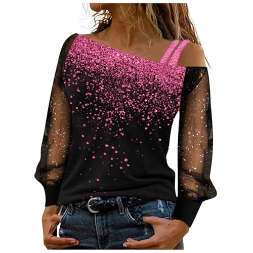 Festliche Blusen Damen Festliche Oberteile Damen Glitzer Pullover Elegant Silvester Outfit Damenpullover Langarm Elegant Pailletten Shirt Warehouse Deal Retourenware von Generisch