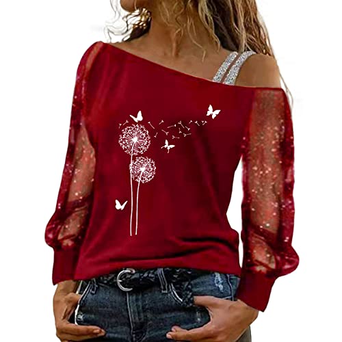 Festliches Oberteil Damen Festliche Oberteile Damen Schulterfreies Glitzer Shirt Elegant Silvester Outfit Damenblusen Langarm Schickes Pailletten Oberteil Glitzer Langarmshirt Blusen Meine Bestellung von Generisch