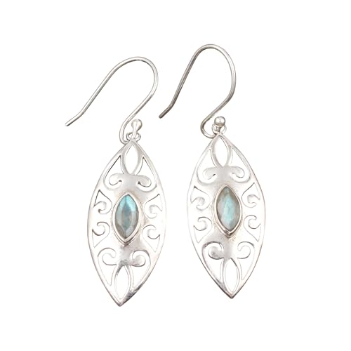 Filigree Boho Labradorite Earrings Handmade 925 Sterling Silver Earrings Christmas Gifts for Women von Generisch