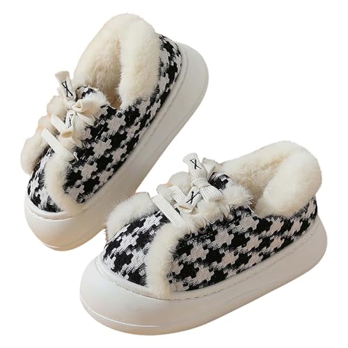 Filzpantoffeln Damen Feste Sohle - Damen Schlappen Vorne Geschlossen Hausschlappen Cotton Baumwollpantoffeln Drinnen Outdoorschuhe Herbst Hausschuhe Warm Hallenschuhe Leicht Winterschuhe von Generisch