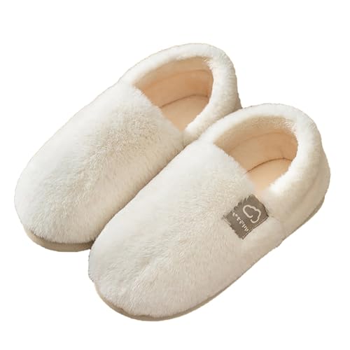Filzpantoffeln Damen Gummisohle Hausschuhe Geschlossen Damen Pantoffeln Winterhausschuhe Weich Baumwollschuhe Breite Füße Filzhausschuhe Thermo Hausschlappen Gefütterte Slippers Dicke Hauspantoffeln von Generisch