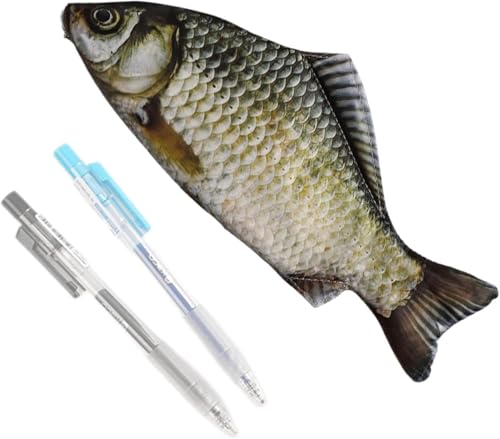 Fisch Federmäppchen, Süßes Karausche Federtasche, Kreativer Karausche Karpfen Pencil Case,Federmäppchen Organizer Für Die Schule, Schlamppermäppchen Mit Exzentrischem Stil Für Erwachsene (1) von Generisch