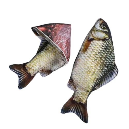 Fisch-Federmäppchen, realistische 3D-Kruzian-Karpfen-Federmäppchen, 29 cm Schreibwaren-Tasche, lebensechte Fischform Make-up & Schreibwarentasche für Schule Bürobedarf, silber, Hai-Design von Generisch
