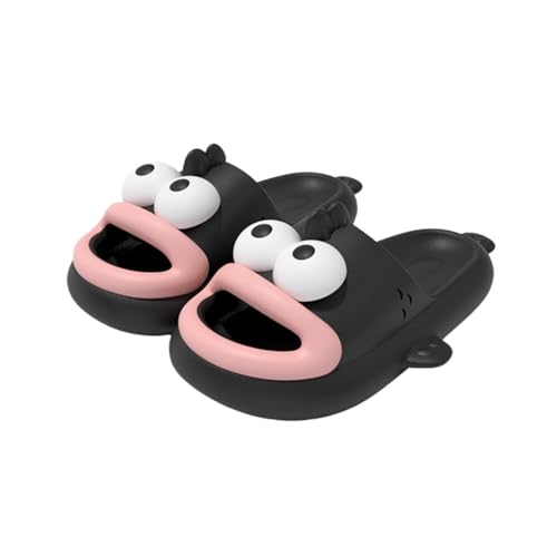 Fish Slippers, Tongue Kiss Slippers,Summer Non-Slip Thick Sole Beach Shower Shoes for Women Men (Black, Erwachsene, 44, Numerisch (von/bis), EU Schuhgrößensystem, 45, M) von Generisch