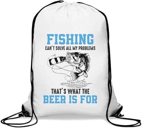 Fishing Can't Solve All My Problems That's What Beer Is For Gym Sack Casual Drawstring Bag White Fishing Can't Solve All My Problems That's What Beer Is For Gym Sack Casual Drawstring Bag White von Generisch