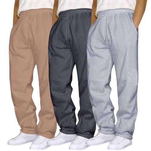 Fitness Hosen Herren Gym Lang Trainingshose Herren Baumwolle Weit Jogginghose Mit Zugband Trekkinghose Basic Sporthose Dicke Breite Hosen Weich Freizeithose Winddicht Laufhose Wasserdicht Wanderhose von Generisch